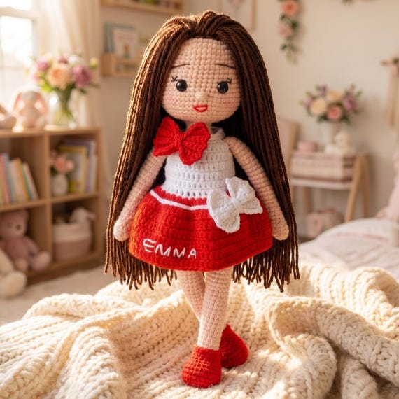 Personalized Crochet Doll, Custom Amigurumi Girl, Plush Toy Gift