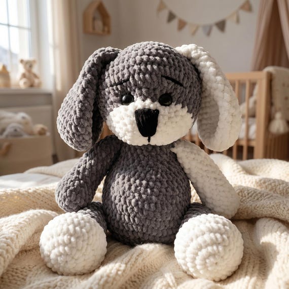 Crochet Puppy Plush, Handmade Velvet Dog,Animal Kids Room, Nursery Decor