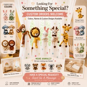 Crochet Curtain Tiebacks, Nursery Decor, Custom Animal Tiebacks image 6