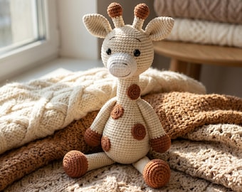 Crochet Giraffe Plush Toy, Handmade Amigurumi Animal, Nursery Decor