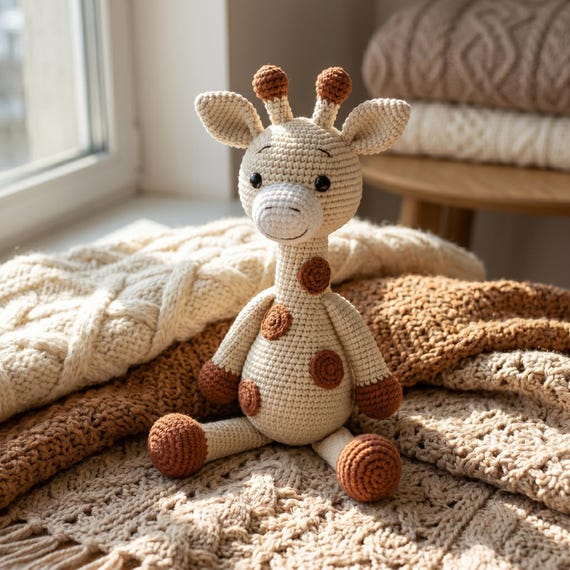 Crochet Giraffe Plush Toy, Handmade Amigurumi Animal, Nursery Decor