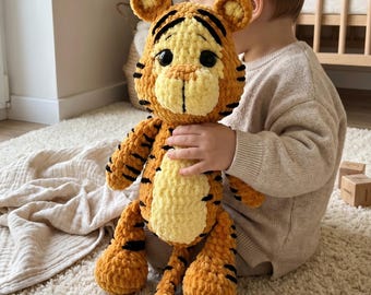 Crochet Tiger Plush, Amigurumi Stuffed Animal, Safari Nursery Decor