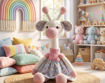Crochet Giraffe Plush, Handmade Amigurumi Toy, Safari Nursery Decor