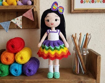 Crochet Carnival Doll: Handmade Amigurumi Toy, Boho Nursery Decor, Baby Girl Gift