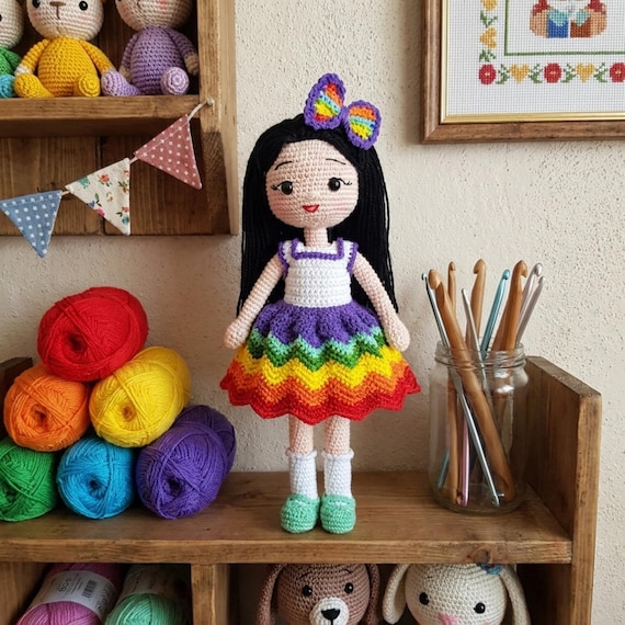 Crochet Carnival Doll: Handmade Amigurumi Toy, Boho Nursery Decor, Baby Girl Gift