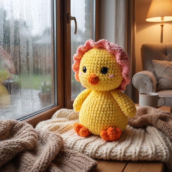 Crochet Chick Plush, Handmade Amigurumi Chick, Nursery Decor