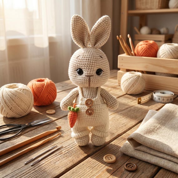 Handmade Crochet Bunny Toy, Custom Name Amigurumi Rabbit, Personalized Baby Gift