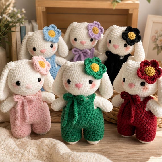 Crochet Bunny Plush, Handmade Rabbit Doll, Baby Nursery Decor
