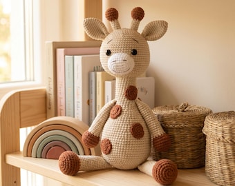 Crochet Giraffe Plush Toy, Handmade Amigurumi Animal, Safari Nursery Decor