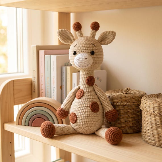 Crochet Giraffe Plush Toy, Handmade Amigurumi Animal, Safari Nursery Decor