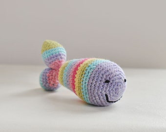 Happy Fish Baby Rattle -  Rainbow Fish Striped Toy
