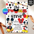 Oh Twodles Invitation, Mickey Birthday Invitation, Mickey Mouse Invitations, Mouse Editable Invitation, Mickey Twodles invite, Canva