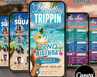 デジタル旅行プラン、プランテンプレート、旅行プラン、誕生日週末招待状、週末プラン、デジタルスケジュール、女子旅