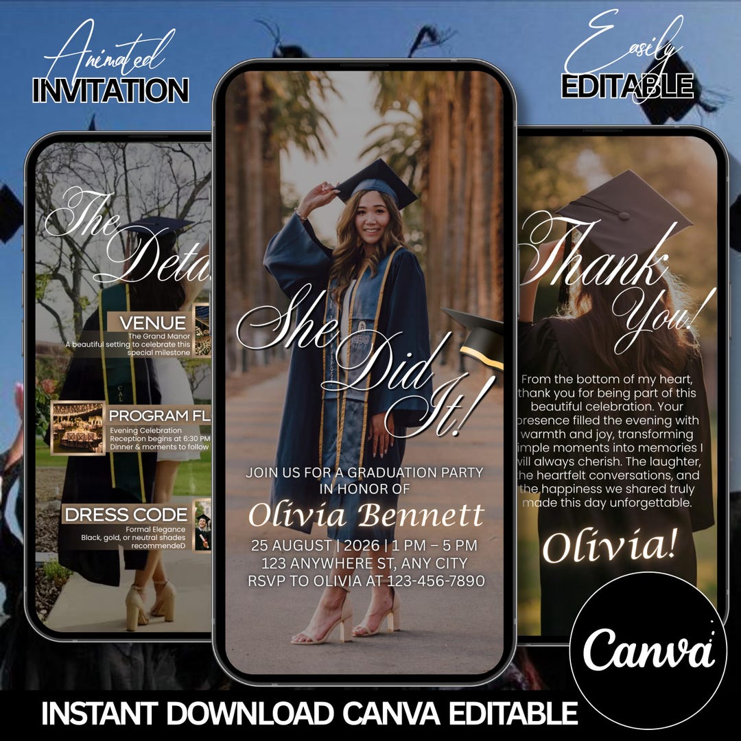 Custom Graduation Video Invitation, Animated Senior Announcement ...