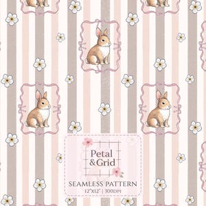 Patrón sin costuras de conejita coqueta en acuarela, papel digital de Pascua, estampado de tela femenino