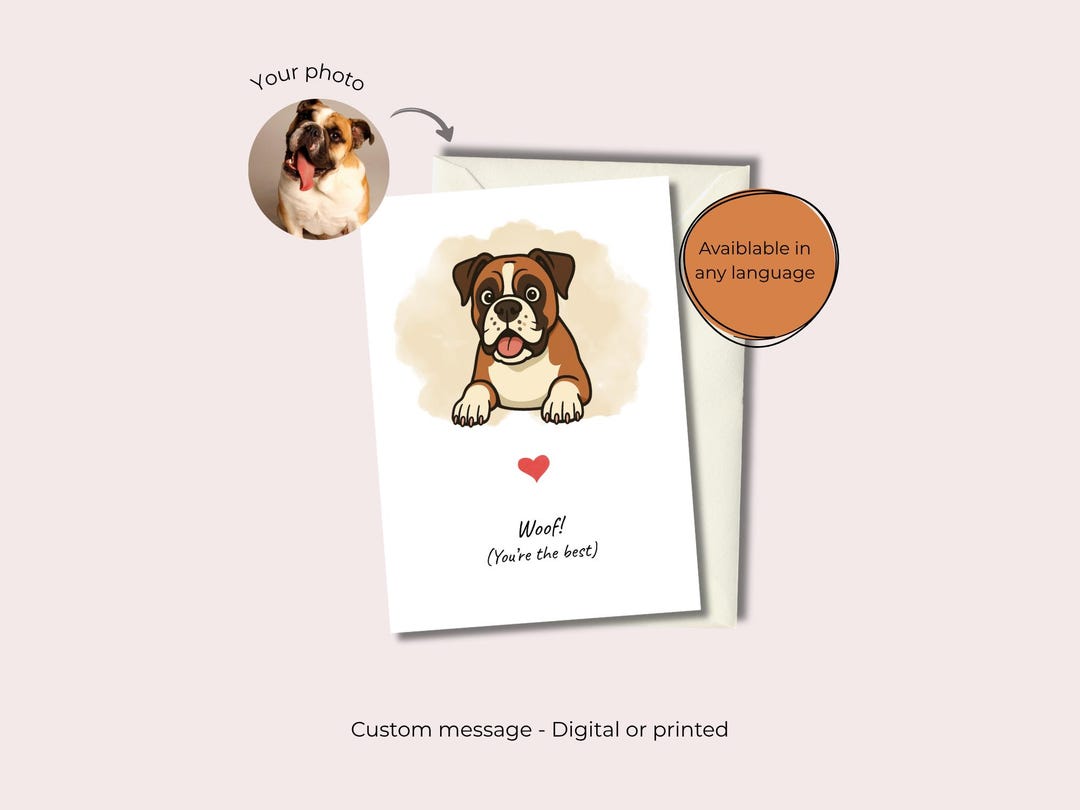 Personalized Pet Cartoon Card | Custom Dog or Cat Portrait Card | Photo ...