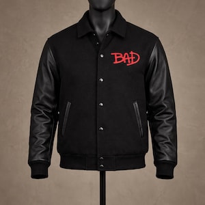 Chaqueta de la gira Bad de Michael Jackson / Chaqueta universitaria de MJ / Disfraz de estrella del pop / Atuendo de concierto de los 80