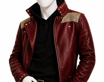 Jaqueta vermelha inspirada em Thriller, de Michael Jackson | Jaqueta de couro assustadora de Movie 6 | Roupa de cosplay para o Halloween