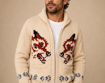 Cardigã Project Hail Mary | Suéter de lobo do Ryan Gosling | Jaqueta de tricô grosso creme com zíper