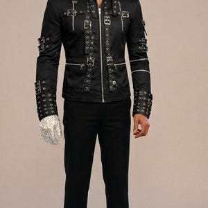 Michael Jackson Bad Album Cover Jacket | Inspired Rock Metal Buckle Jacket | Retro King