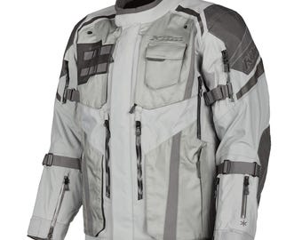 Klim Badlands Pro White Adventure Touring Jacket, Men CE Armored Textile Motorcycle Riding Gear