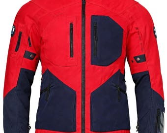 BMW Red Motorrad GS Rallye Motorcycle Jacket Men’s Black Adventure Touring Biker Jacket Ventilated Mesh Riding Gear