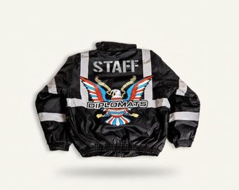 Diplomat Security Staff Black Reflective Style Mesh Motorcycle Jacket, Orange Riding, Lightweight Biker Jacket