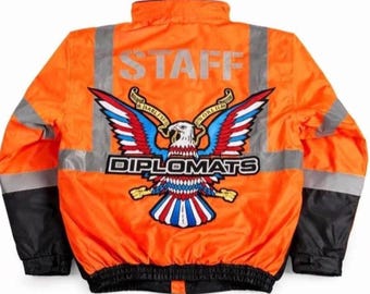 Diplomat Security Staff Reflective Style Mesh Motorcycle Jacket, Orange Riding, Lightweight Biker Jacket