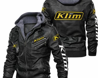 Klim Hooded Leather Jacket, Genuine Cowhide & Motorcycle Riding Gear