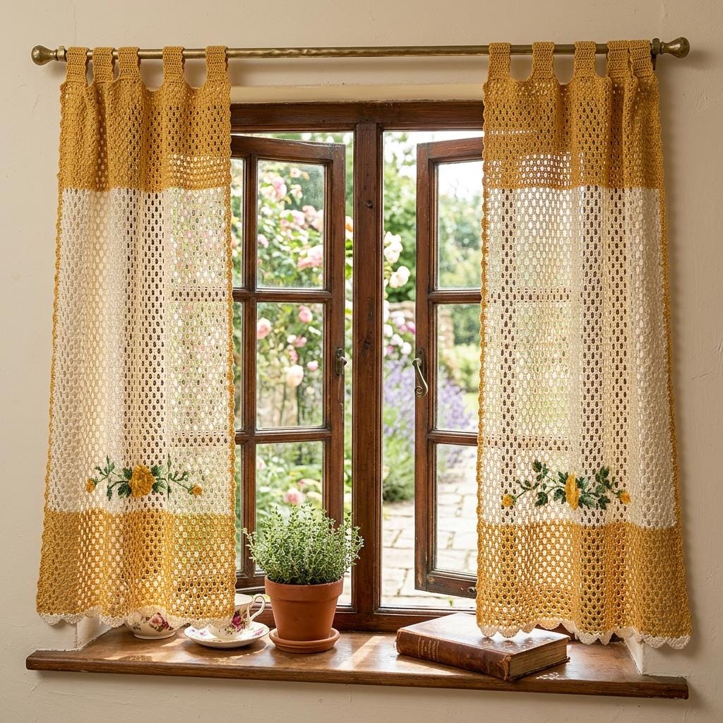 39 Beautiful Crochet Curtain Patterns to Dress Your Windows 12 Retro Crochet Curtain