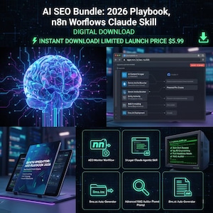 AI SEO Bundle: 2026 Playbook, n8n Workflows, Claude Skill (Digital Download)