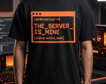 The Server Is Mine T-Shirt: Orange Pixel Terminal, Self-Hosted Homelab, ULTIMATE SysAdmin Gift, Retro Developer Tee, Comfort Colors 1717