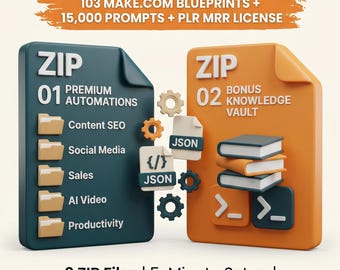 AI Automation Empire Bundle | 103 Make.com Blueprints + 16K Prompts Vault | Full Business System PLR MRR | Digital Download