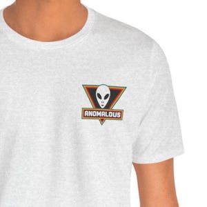 Retro Alien Head Emblem Tee, UFO Chest Logo Shirt for Men