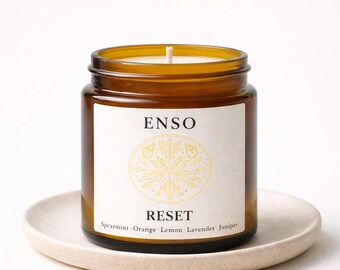 Natural Aromatherapy Candle for Focus & Clarity | Citrus Mint Scent | Relaxation Candle | Vegan Soy Wax | Self Care Gift | RESET