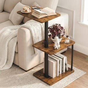 Swivel Side Table Adjustable C Table with Storage