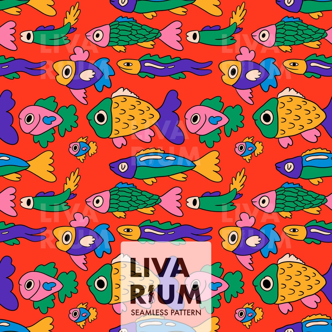 Colorful Fish Seamless Pattern, Cute Kids Ocean Pattern, Playful ...