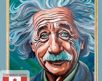 Albert Einstein Portrait Print - Science Grad Gift - Pop Art Wall Decor - Square Sizes