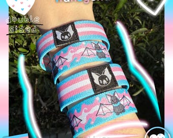 Transgender Pride Bat Bracelet- Double Sided Trans Elastic Wristband