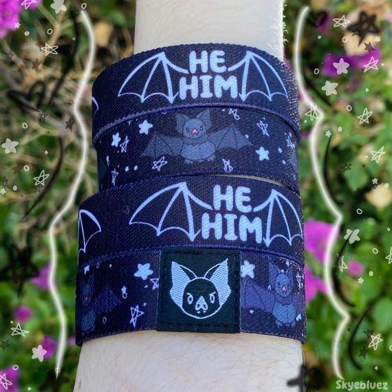He/Him Pride Bat Bracelet- Double Sided Trans Elastic Wristband