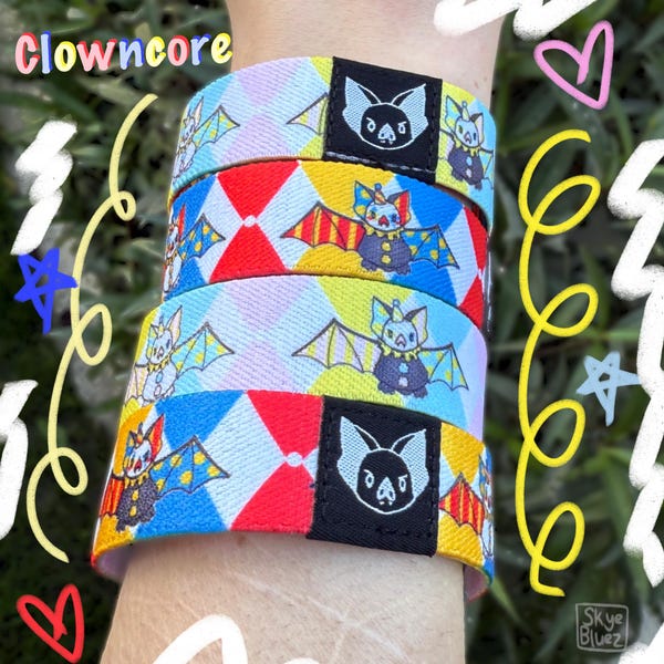 Pulsera de murciélago payaso - Pulsera elástica Clowncore