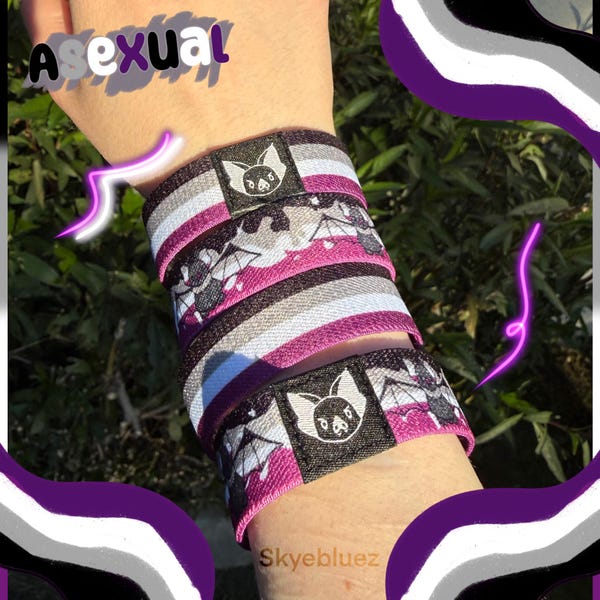 Asexual Bat Bracelet -Ace spectrum Pride Elastic Wristband