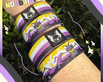 Pulsera de murciélago no binaria - Pulsera elástica del orgullo no binario