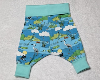 Organic Cotton Baby Harem Pants, Heron Pond Print, Grow With Me Leggings
