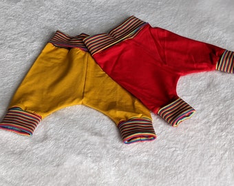 Rainbow Cuff Baby Harem Pants, Organic Cotton Grow With Me Leggings