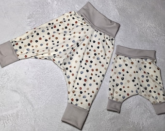 Scribble Print Harem Pants, Organic Cotton Grow-With-Me Baby Leggings