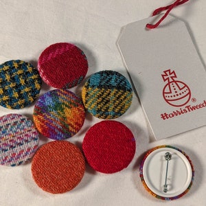 Handmade from off cutsHarris Tweed badge, 38mm, Fabric Badge. UK Seller, worldwide shipping