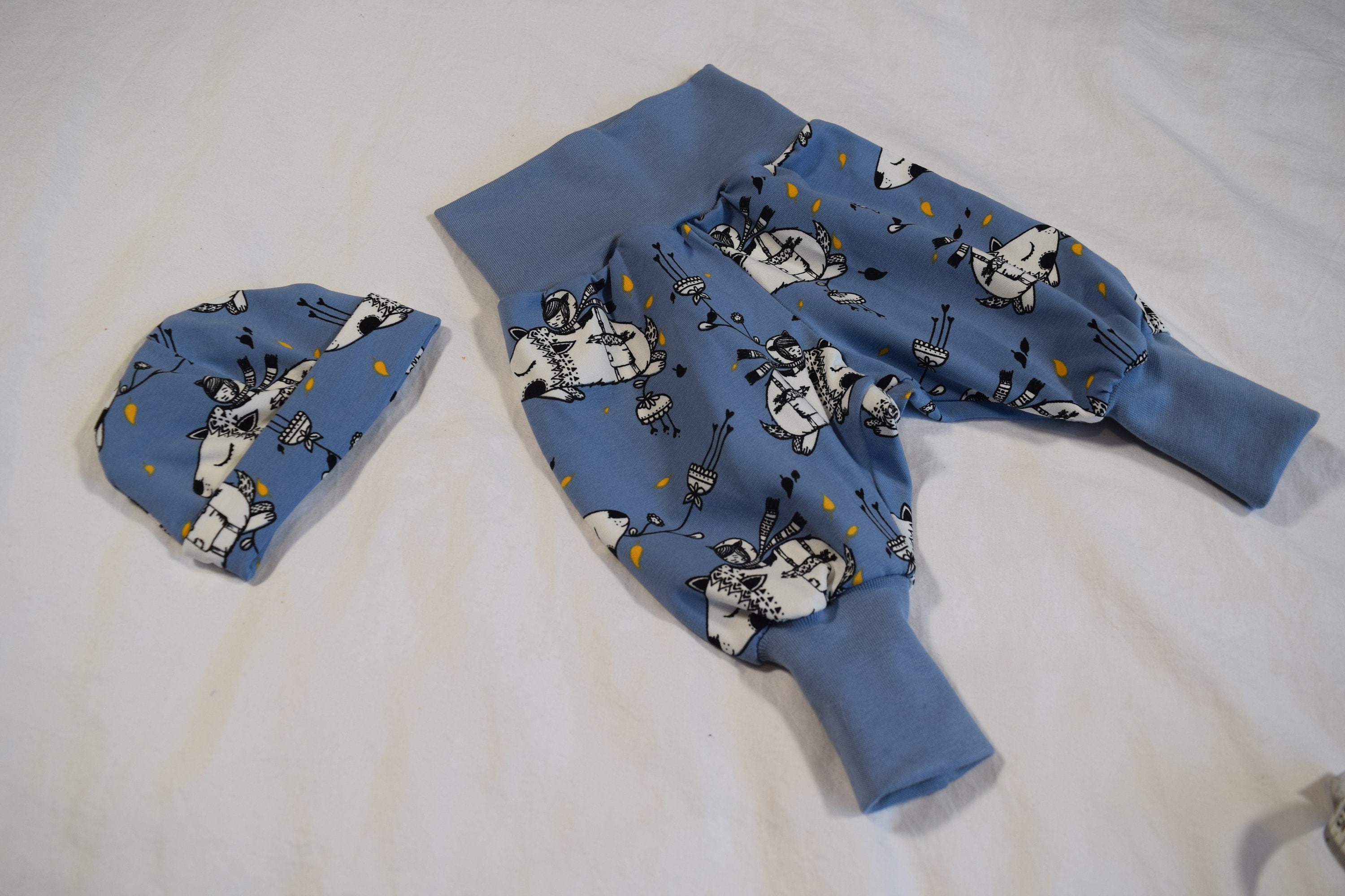 Organic Cotton Newborn Harem Pants & Hat Set Baby Etsy UK