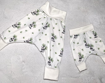 Panda Print Baby Harem Pants, Organic Cotton Grow-With-Me Leggings