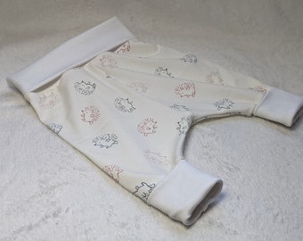 Hedgehog Print Baby Harem Pants, Cotton Grow With Me Leggings